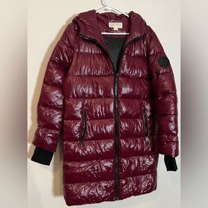 Michael Kors, full length puffy jacket, Red, awesome fabric, insanely warm